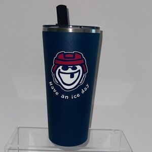 Life is Good Have An Ice Day Hockey 25oz Stainless Steel Tumbler Navy Blue